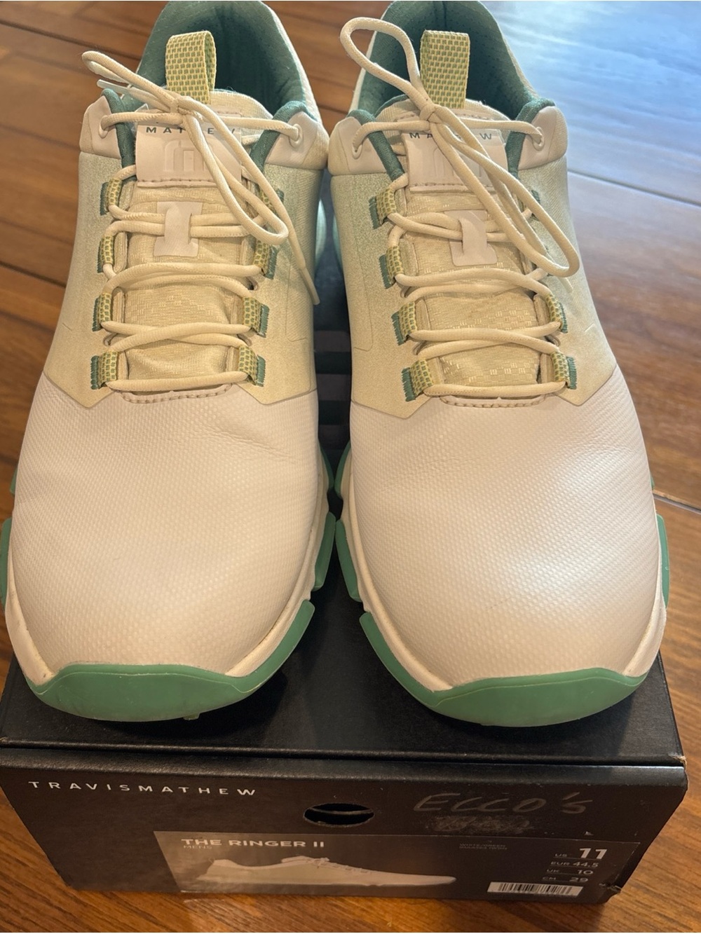 Travis Mathew The Ringer II Golf Shoes in White & Mint Men’s Size 11
